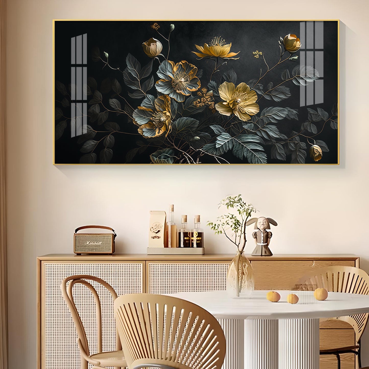 Amazing Flower Blooming Glass Finish Horizontal Wall Art