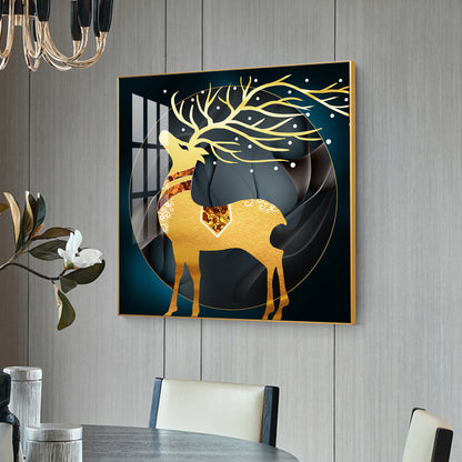 Ethereal Antlers Glass Finish Square Wall Art