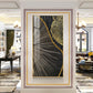 Golden Abyss Glass Finish Vertical Wall Art