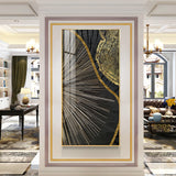 Golden Abyss Glass Finish Vertical Wall Art