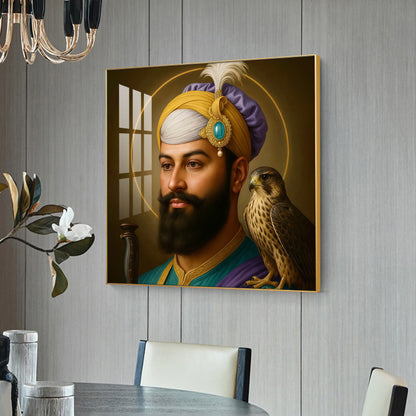 Waheguru Ji Glass Finish Square Wall Art