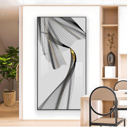 Black & Gold Stratum Glass Finish Vertical Wall Art