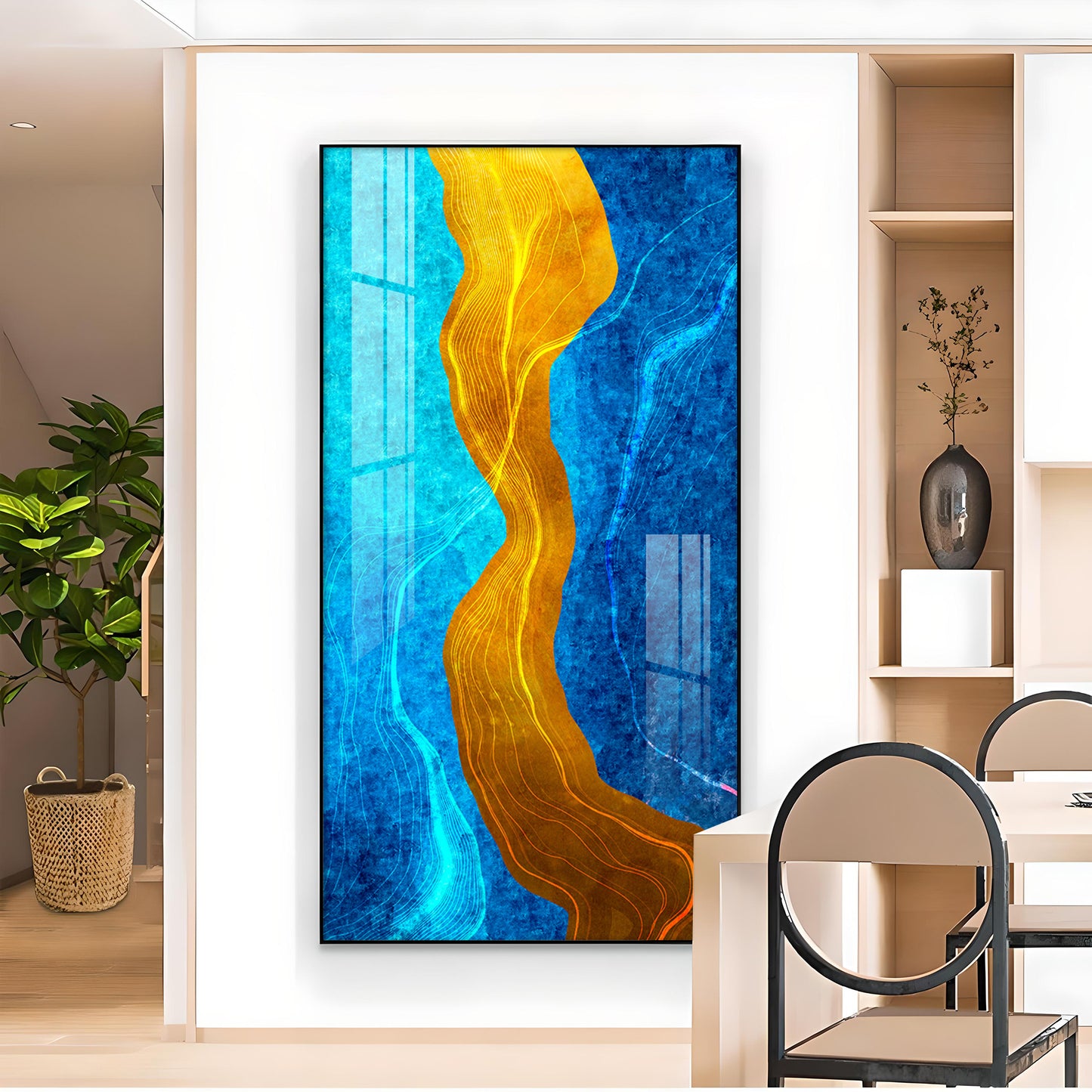 Daffodil Wave Glass Finish Vertical Wall Art