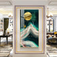 Deer with Golden Moon Glass Finish Vertical Wall Art