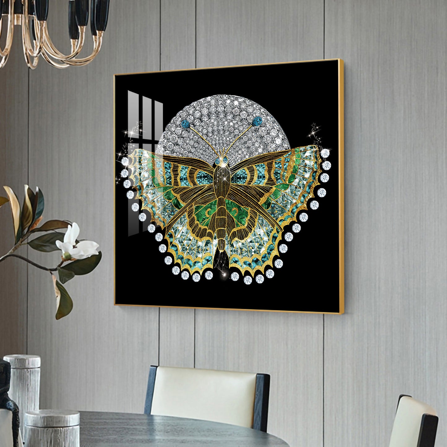 Butterfly Bliss Glass Finish Square Wall Art