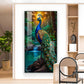 Majestic Peacock by Waterfall Glass Finish Vertical Wall Art