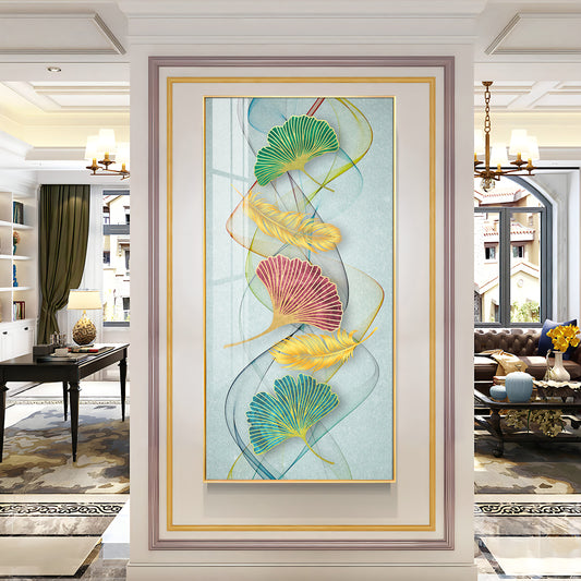 Petal Harmony Glass Finish Vertical Wall Art