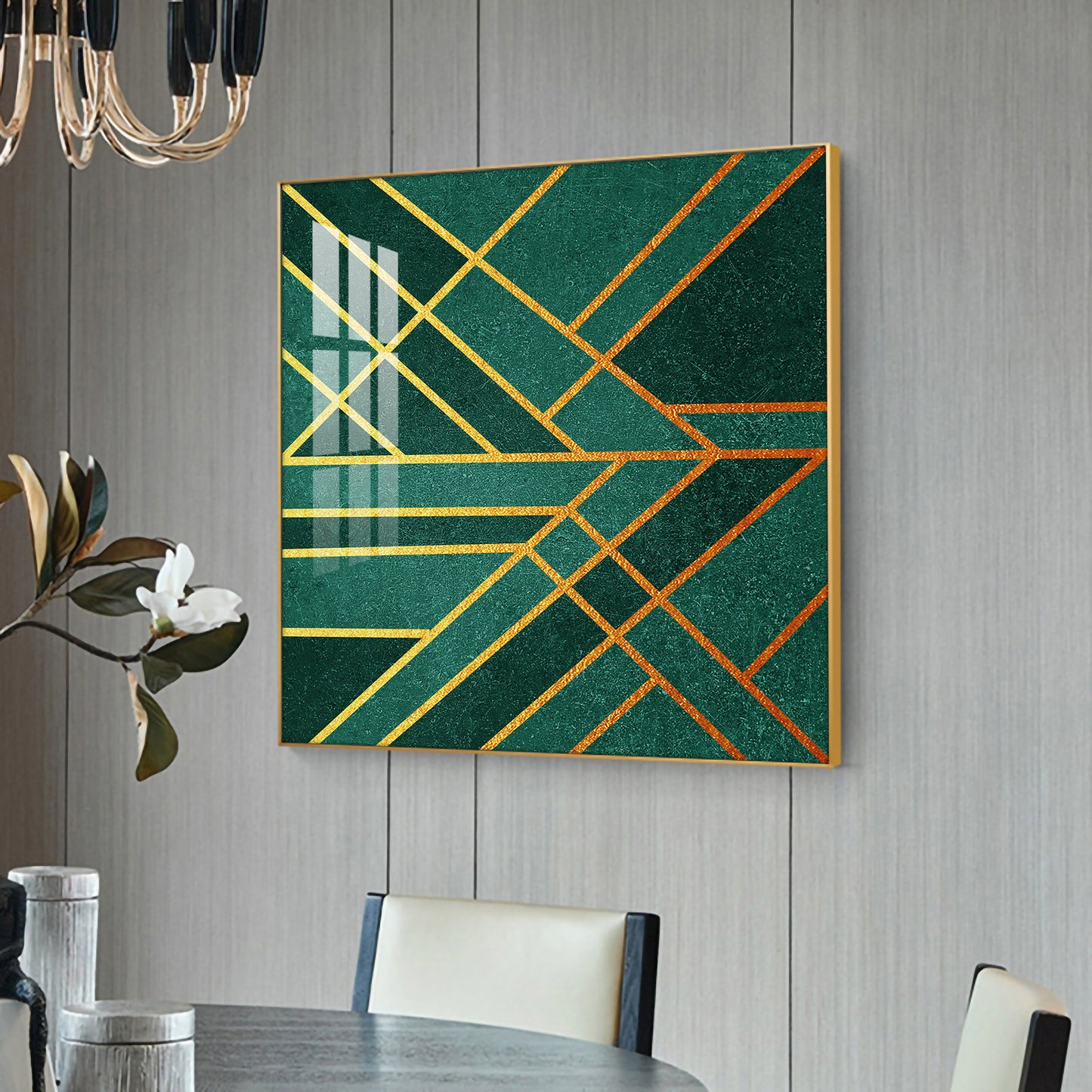 Emerald Radiance Glass Finish Square Wall Art