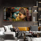 Beauty Couple Radha Krishna Glass Finish Horizontal Wall Art