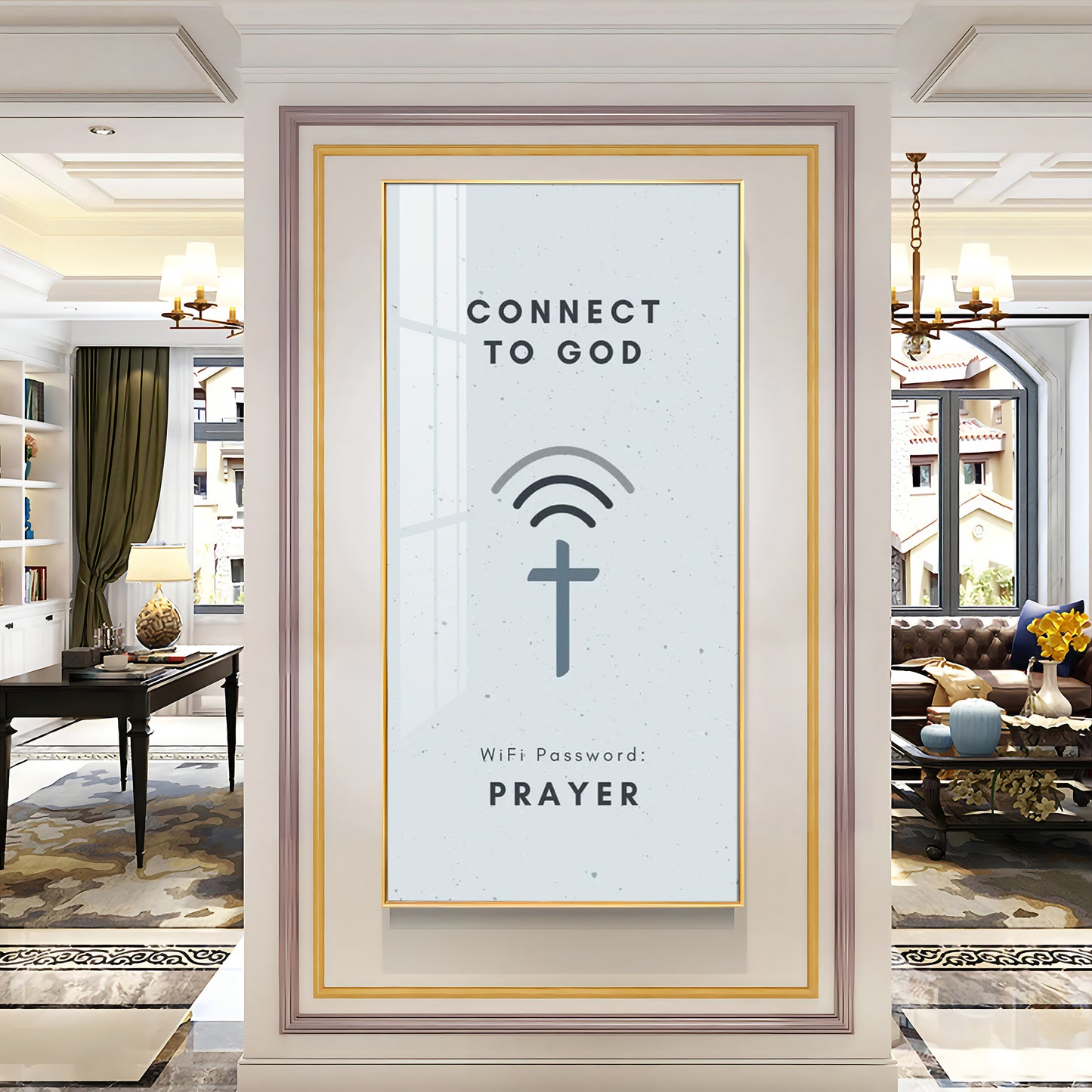 Connect To God Motivational Glass Finish Vertical Wall Art