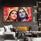 Lord Shiva and Parvati Glass Finish Horizontal Wall Art