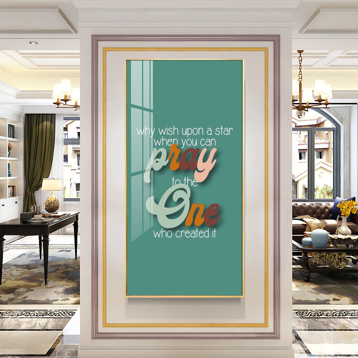 Pray To The One Motivational Glass Finish Vertical Wall Art