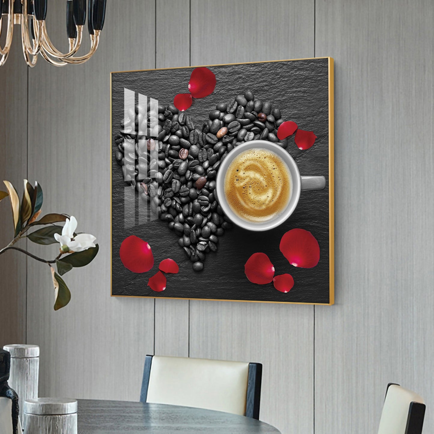 Coffee Charm Glass Finish Square Wall Art