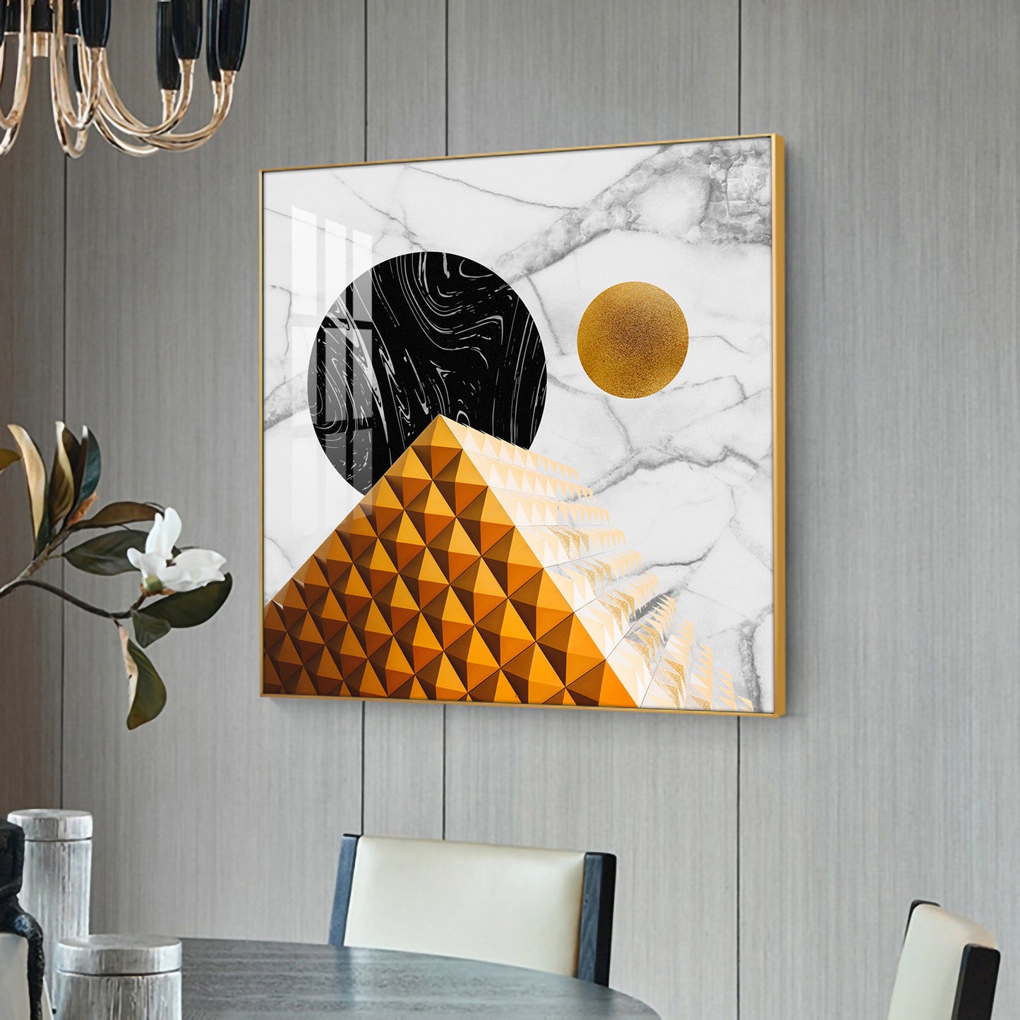 Luxe Sphere Glass Finish Square Wall Art