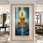 Calm Buddha In River Glass Finish Vertical Wall Art