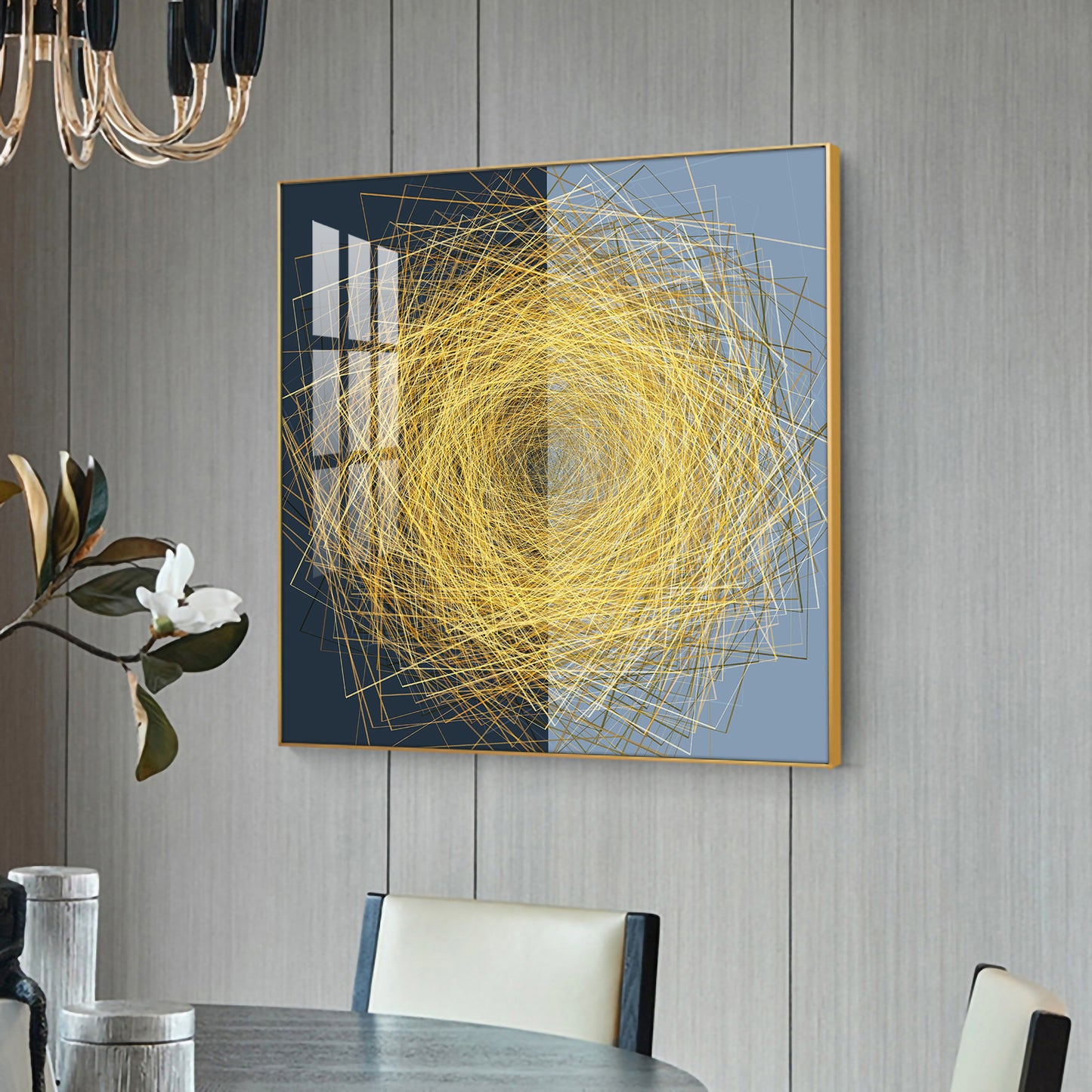 String Wire Glass Finish Square Wall Art