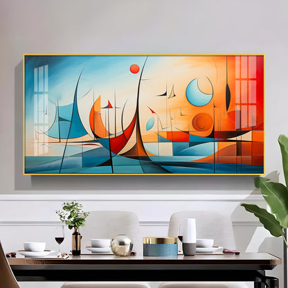 Beautiful Modern Abstract Glass Finish Horizontal Wall Art