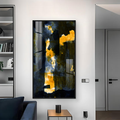 Golden Nightfall Glass Finish Vertical Wall Art