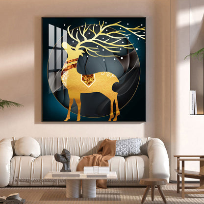 Ethereal Antlers Glass Finish Square Wall Art