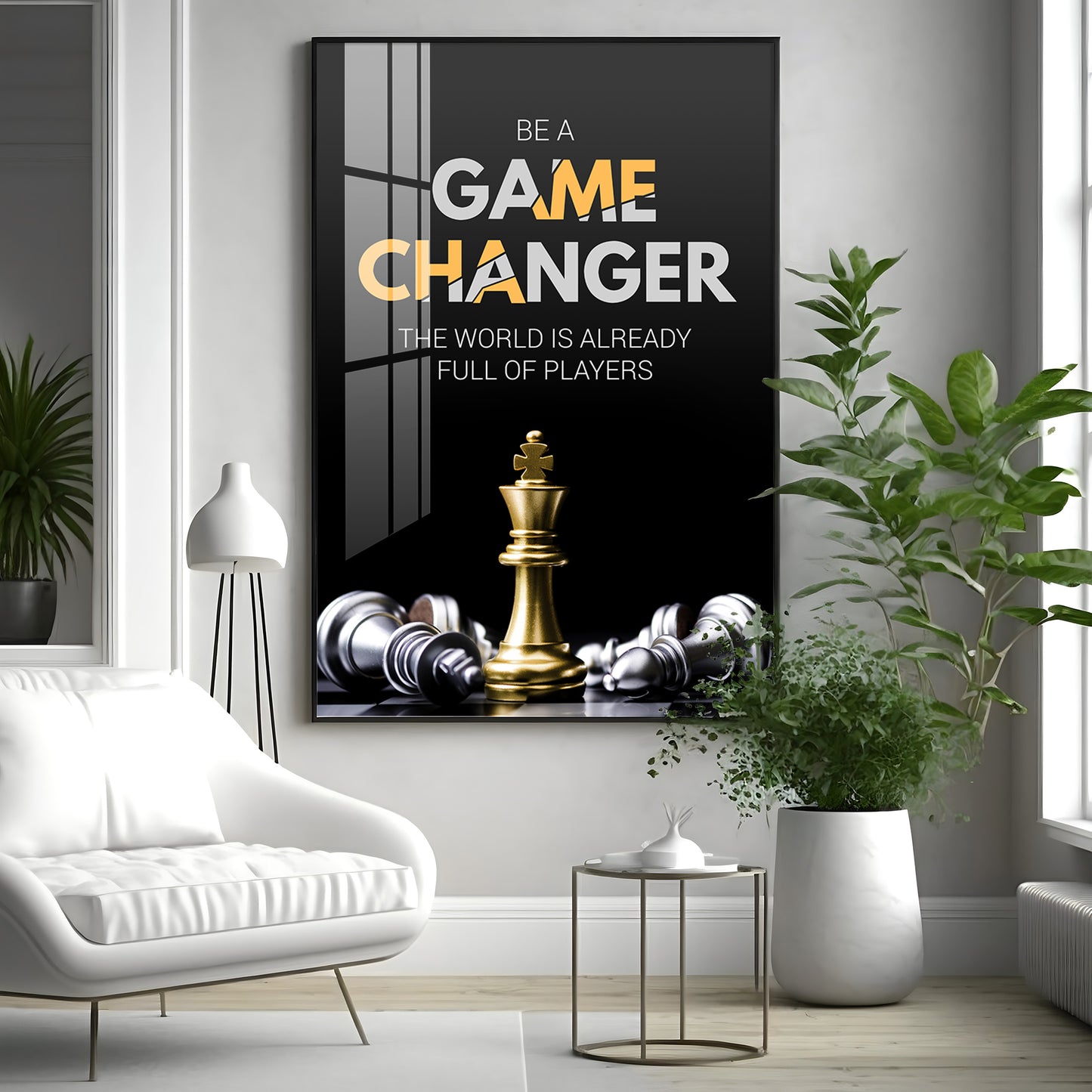 Be A Game Changer Glass Finish Vertical Wall Art