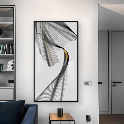 Black & Gold Stratum Glass Finish Vertical Wall Art