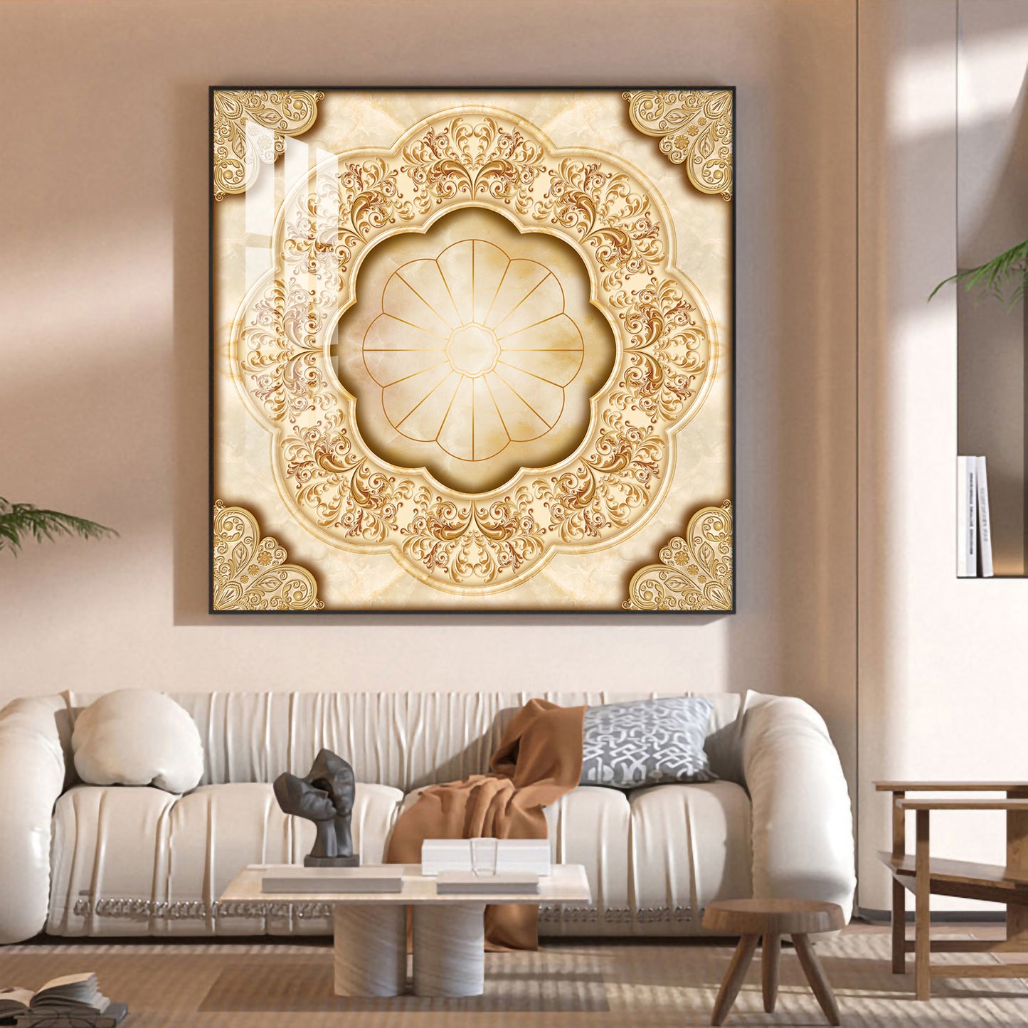 Ornate Masterpiece Glass Finish Square Wall Art