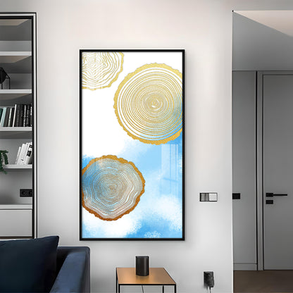 Blue Serenity Rings Glass Finish Vertical Wall Art