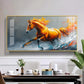 One Running Horse Glass Finish Horizontal Wall Art