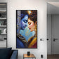 Lord Shiva and Goddess Parvati Glass Finish Vertical Wall Art