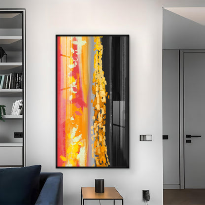 Fiery Essence Glass Finish Vertical Wall Art