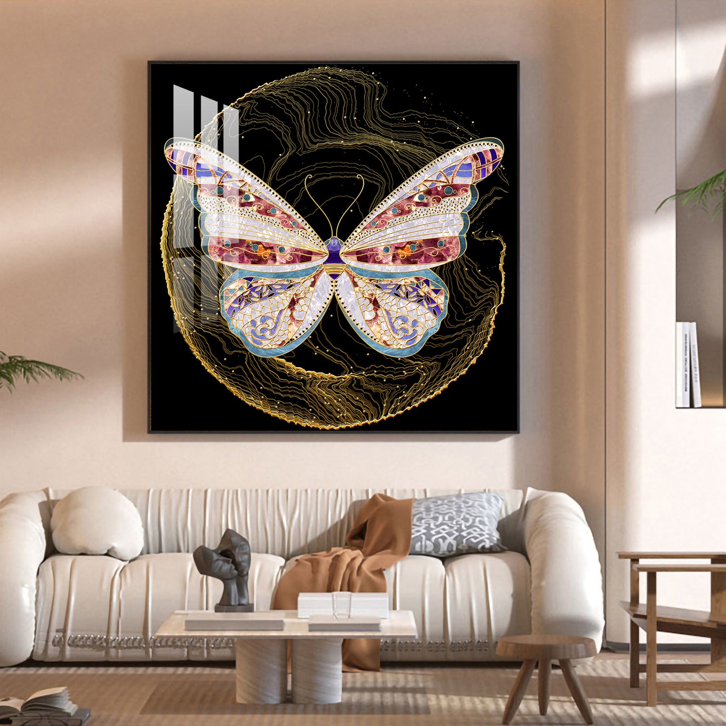 Nocturnal Wings Glass Finish Square Wall Art