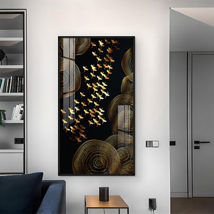 Luminescent Flight Glass Finish Vertical Wall Art