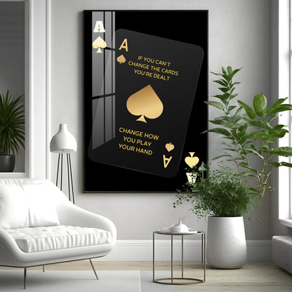 Luxe Ace of Spades Glass Finish Vertical Wall Art