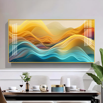 Waves Elegance Glass Finish Horizontal Wall Art