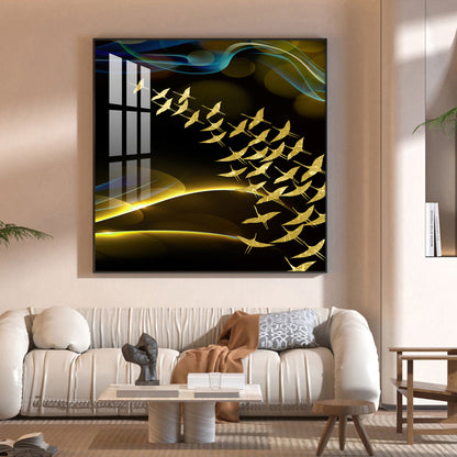 Horizon of Wings Glass Finish Square Wall Art