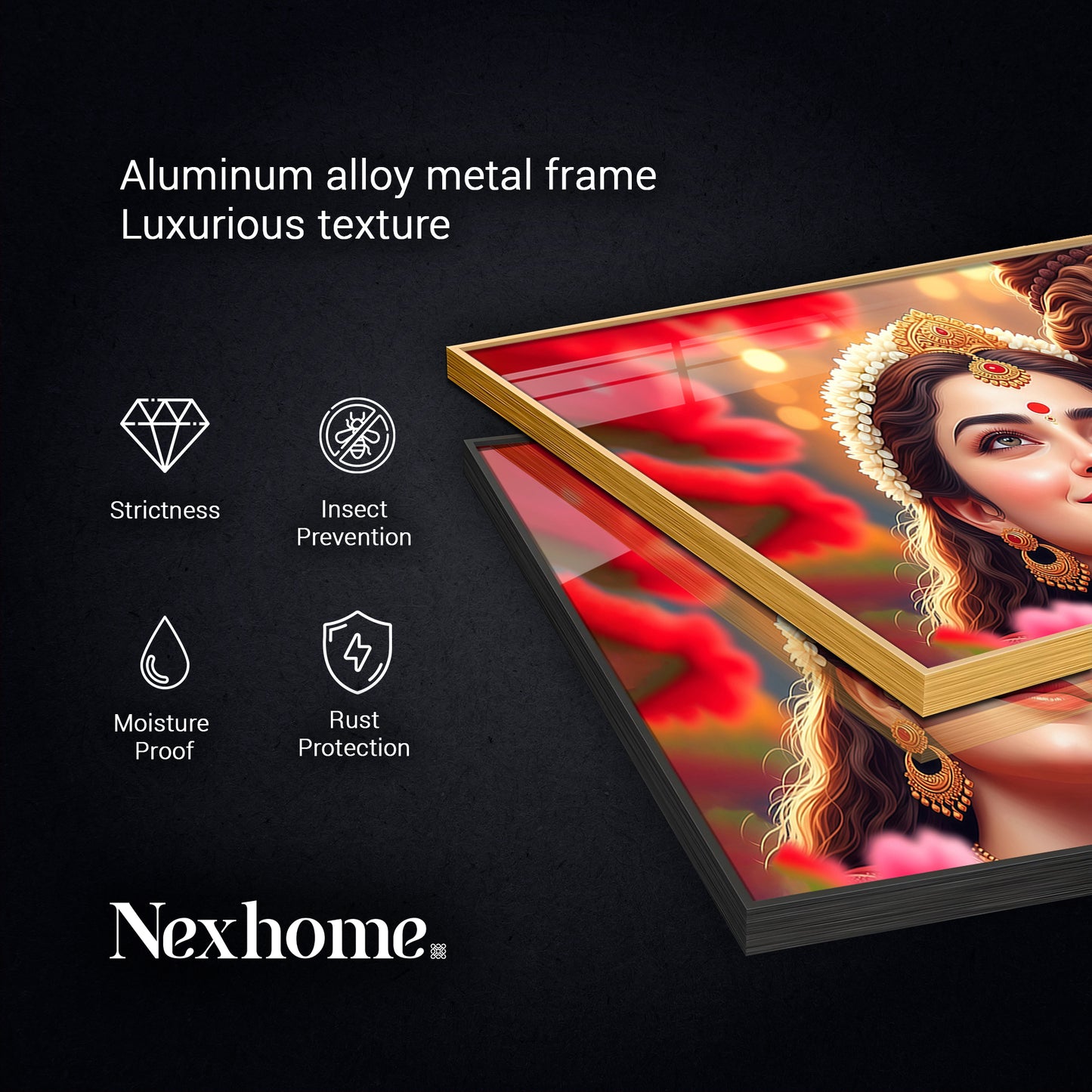 Lord Shiva and Parvati Glass Finish Horizontal Wall Art