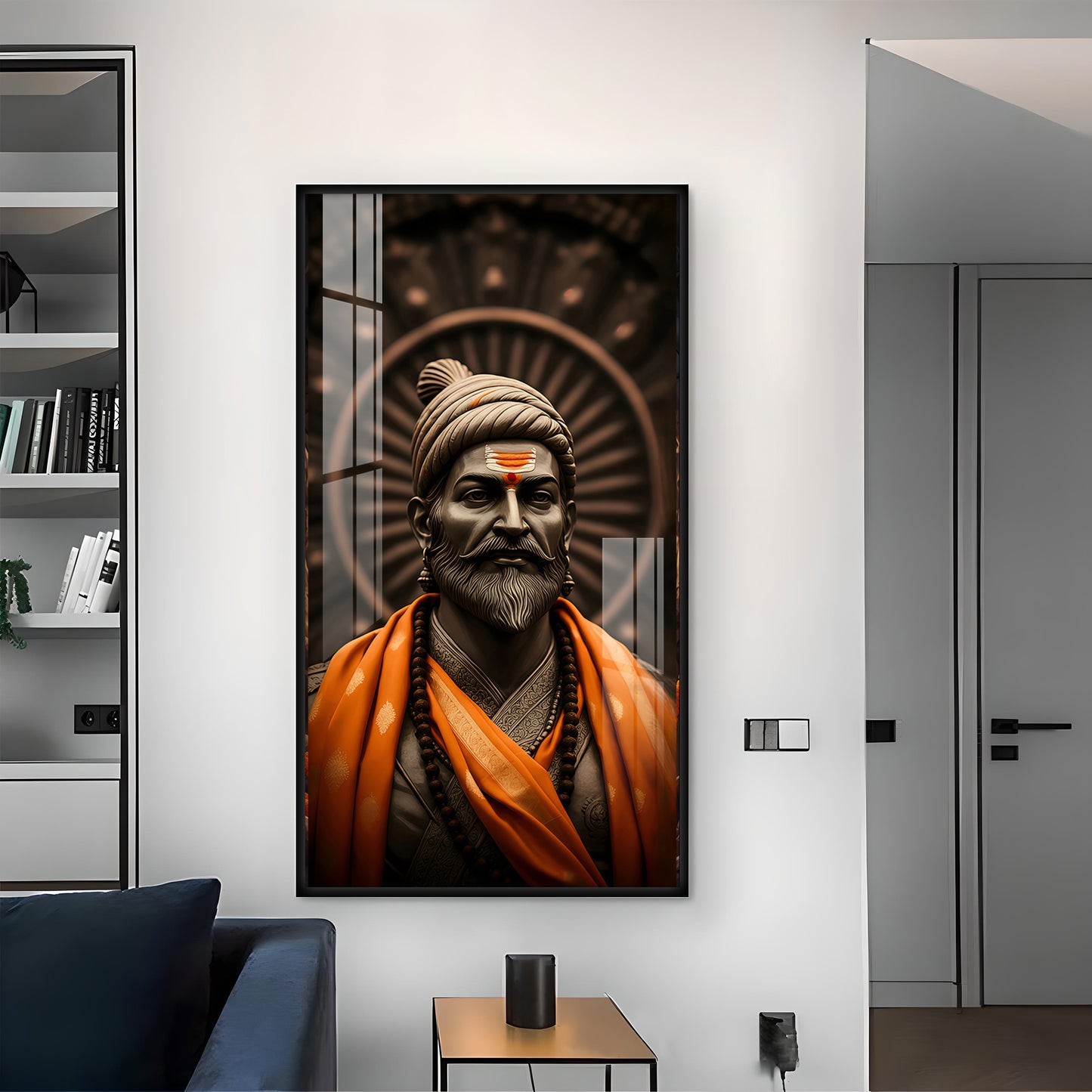 Chhatrapati Shivaji Maharaj Ji Glass Finish Vertical Wall Art