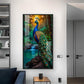 Majestic Peacock by Waterfall Glass Finish Vertical Wall Art