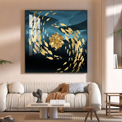 Ethereal Fishes Glass Finish Square Wall Art