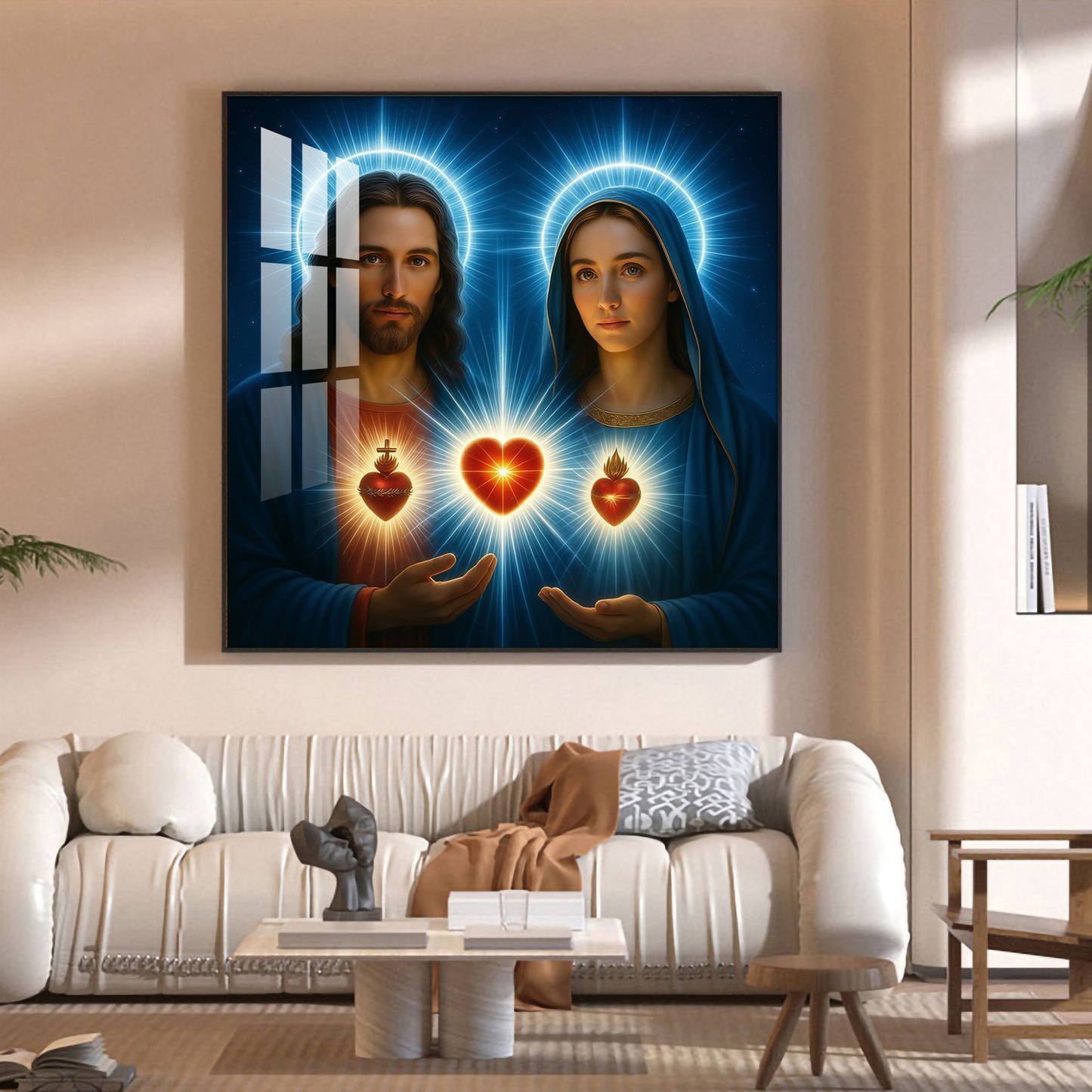 Jesus Spiritual Glass Finish Square Wall Art