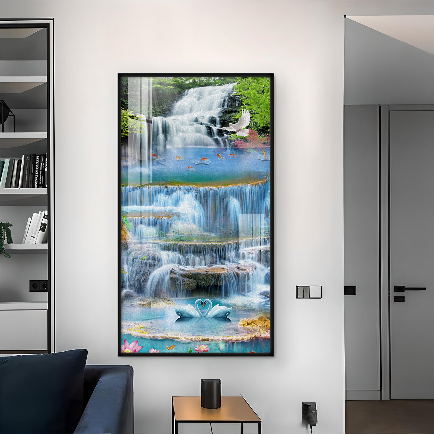 Ethereal Waterscape Glass Finish Vertical Wall Art