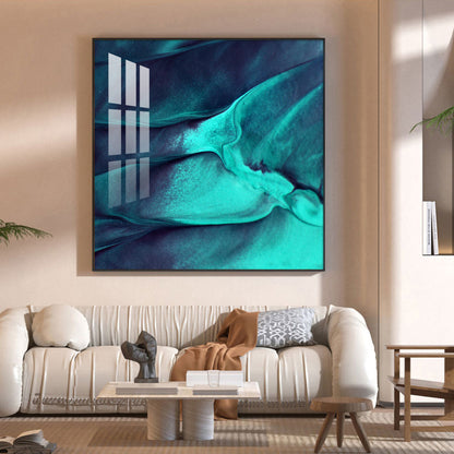 Azure Wave Masterpiece Glass Finish Square Wall Art