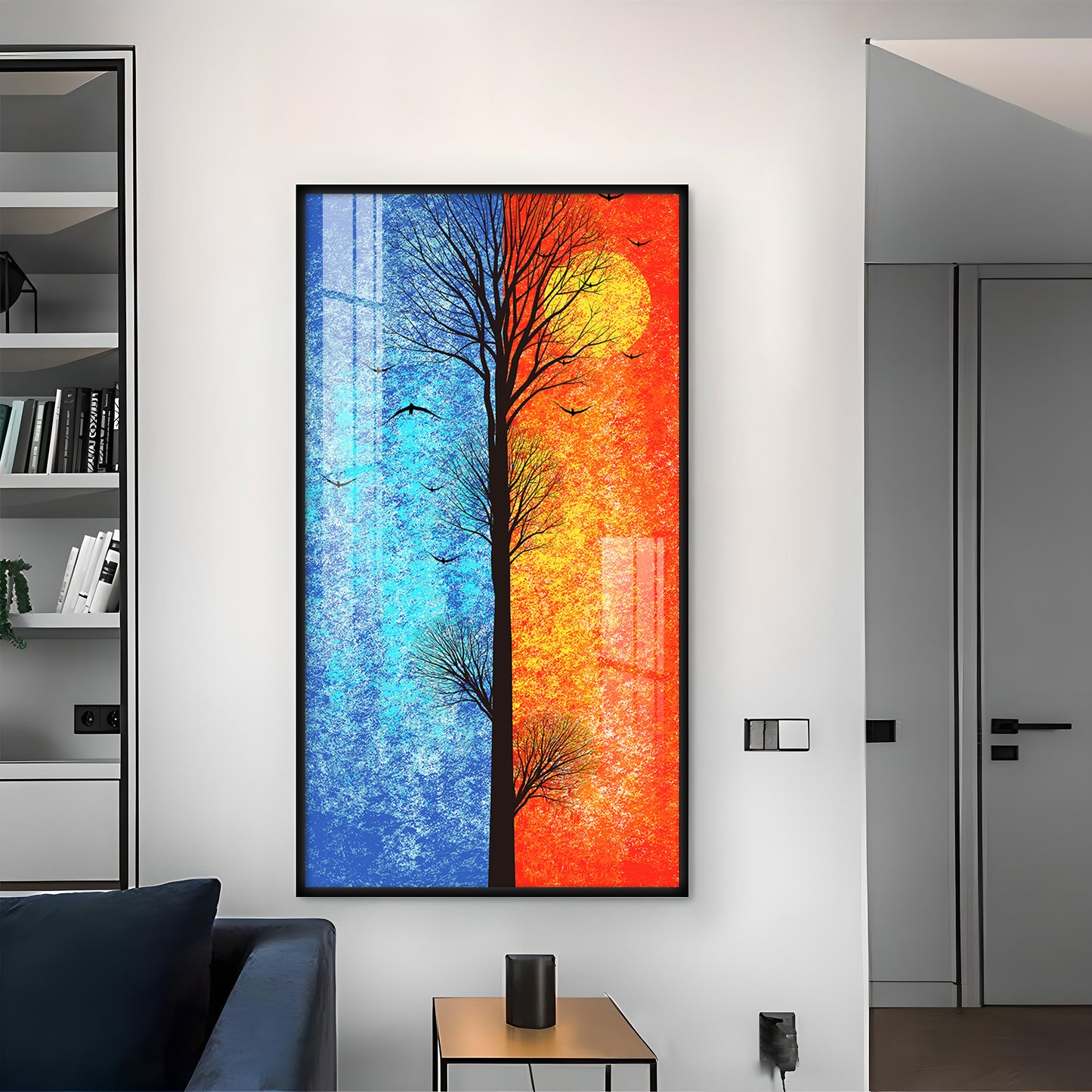 Tranquil Heights Glass Finish Vertical Wall Art