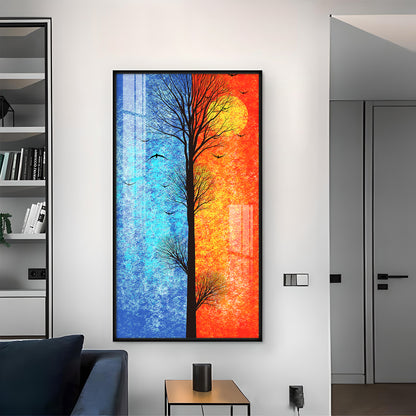 Tranquil Heights Glass Finish Vertical Wall Art