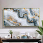 Modern Abstract Golden & Gray Glass Finish Horizontal Wall Art