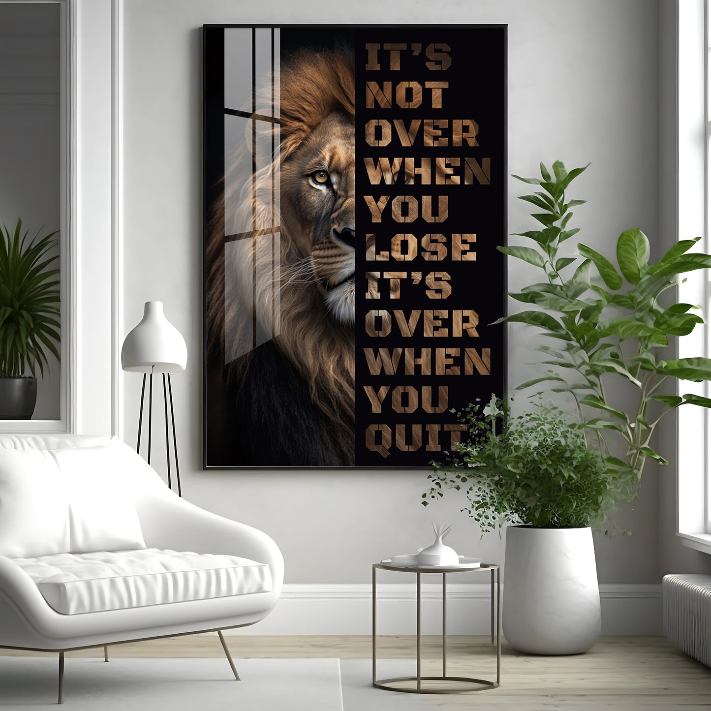 Majestic Wisdom Glass Finish Vertical Wall Art