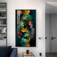 Golden Deer in Tranquil Waters Glass Finish Vertical Wall Art