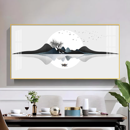 Watercolor Mountains Glass Finish Horizontal Wall Art