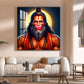 Lord Hanuman Glass Finish Square Wall Art