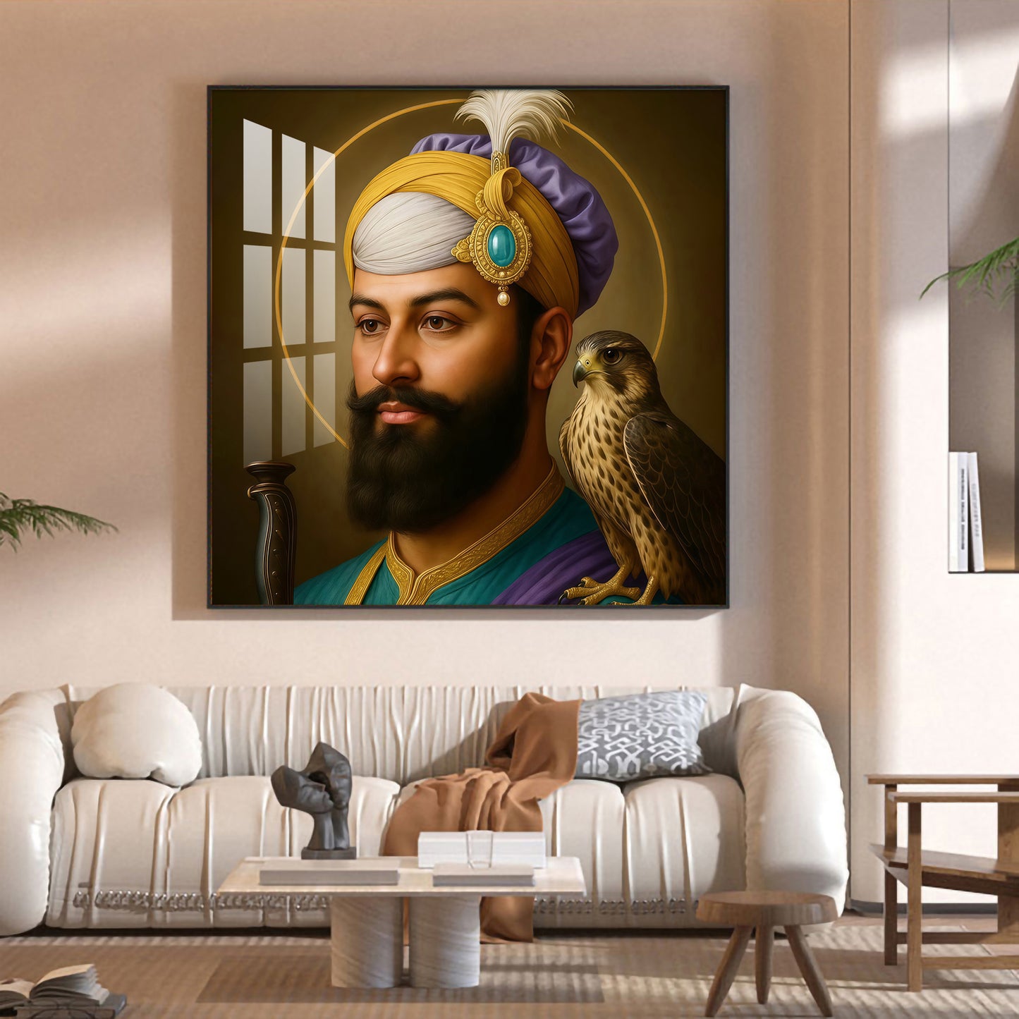 Waheguru Ji Glass Finish Square Wall Art